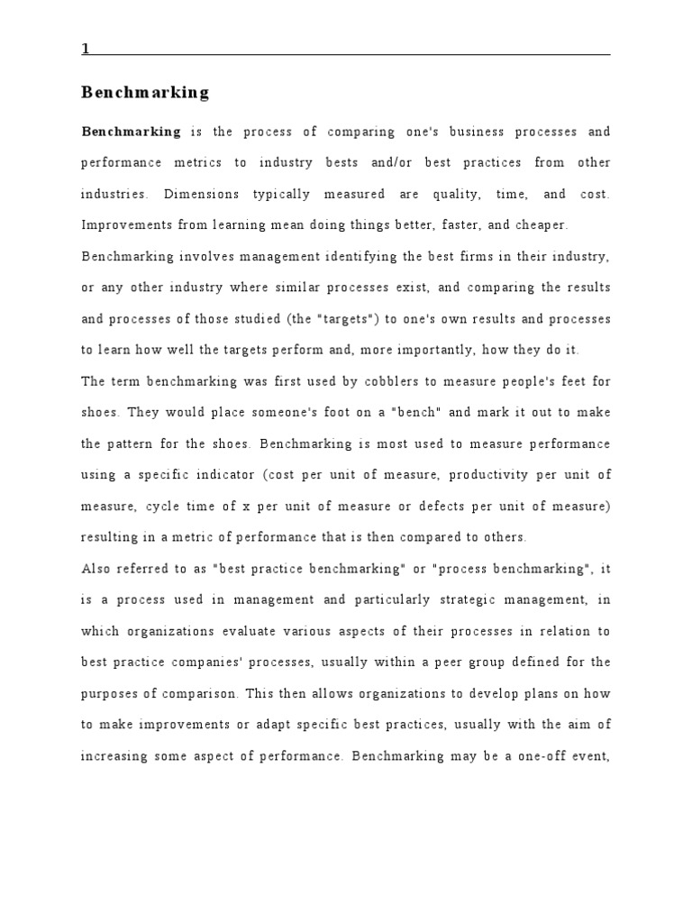 Understanding Benchmarking Practices | PDF