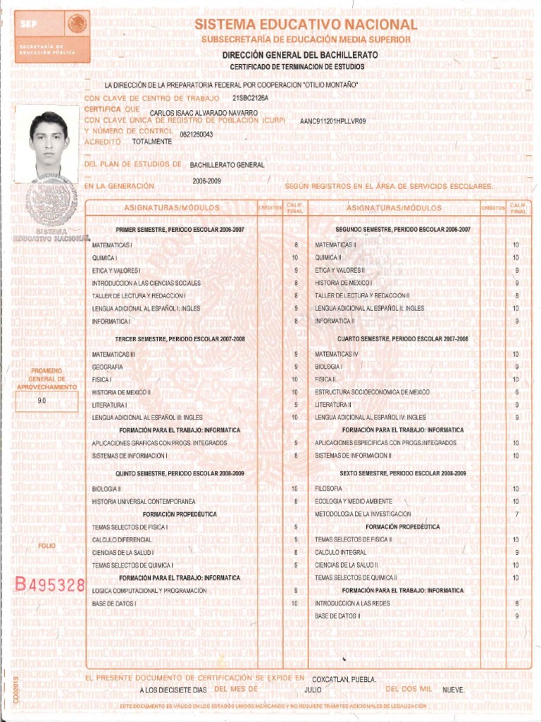 03 Certificado de Bachillerato | PDF