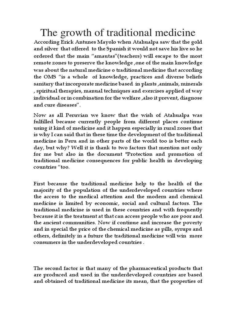 The Growth of Traditional Medicine PDF Traditional Medicine Medicine