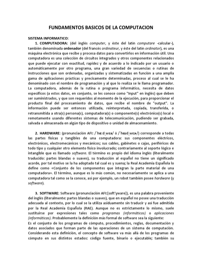 1 1 Fundamentos Basicos de La Computacion | PDF | Tecnología de ...