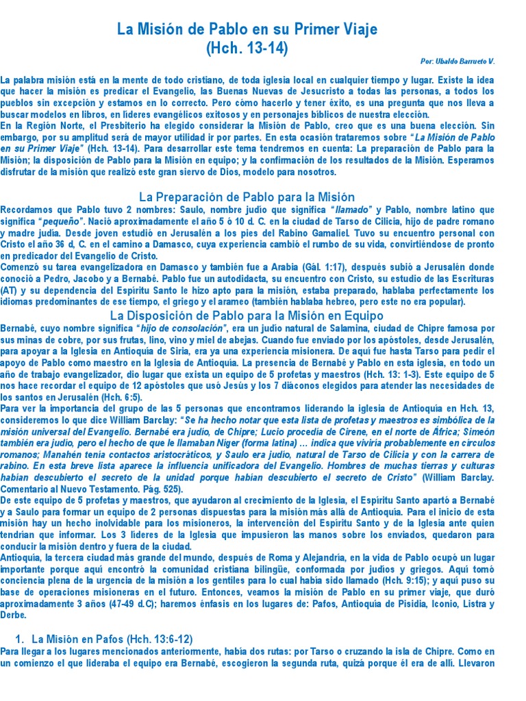 La Misión de Pablo I, May. 2017 | PDF | Bernabé | Pablo el apóstol