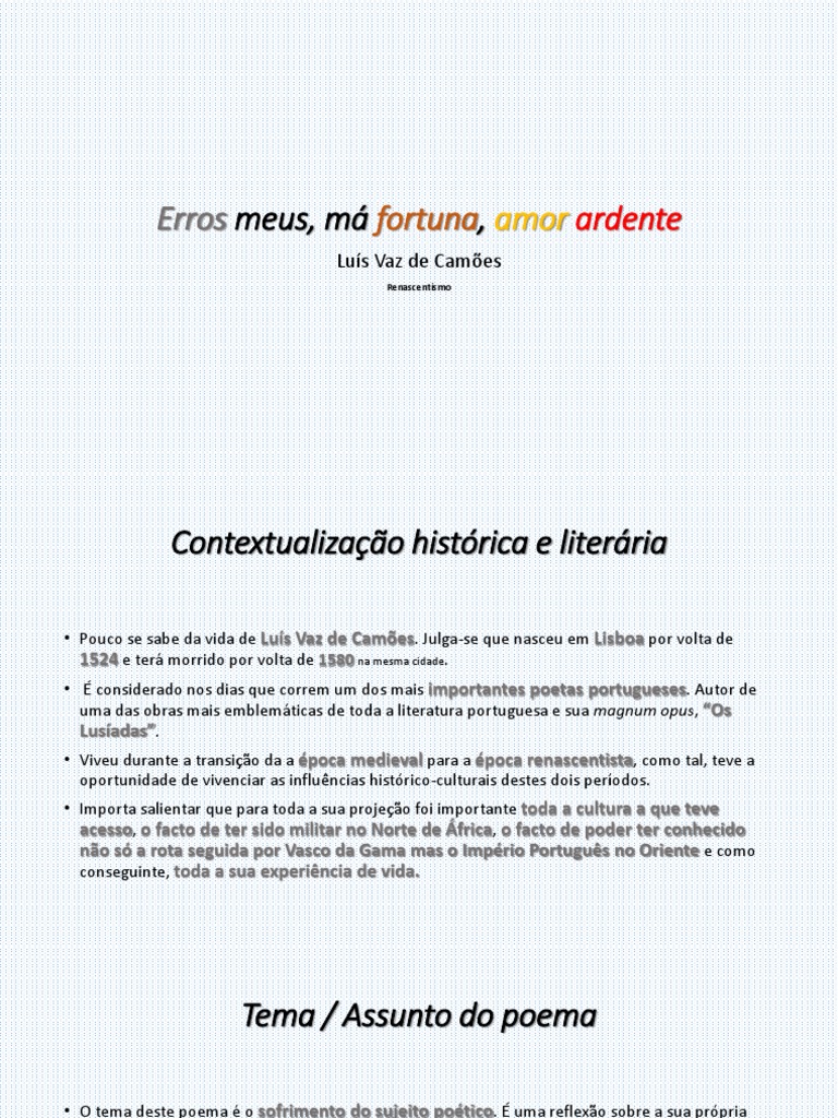 Erros Meus Má Fortuna Amor Ardente Analise