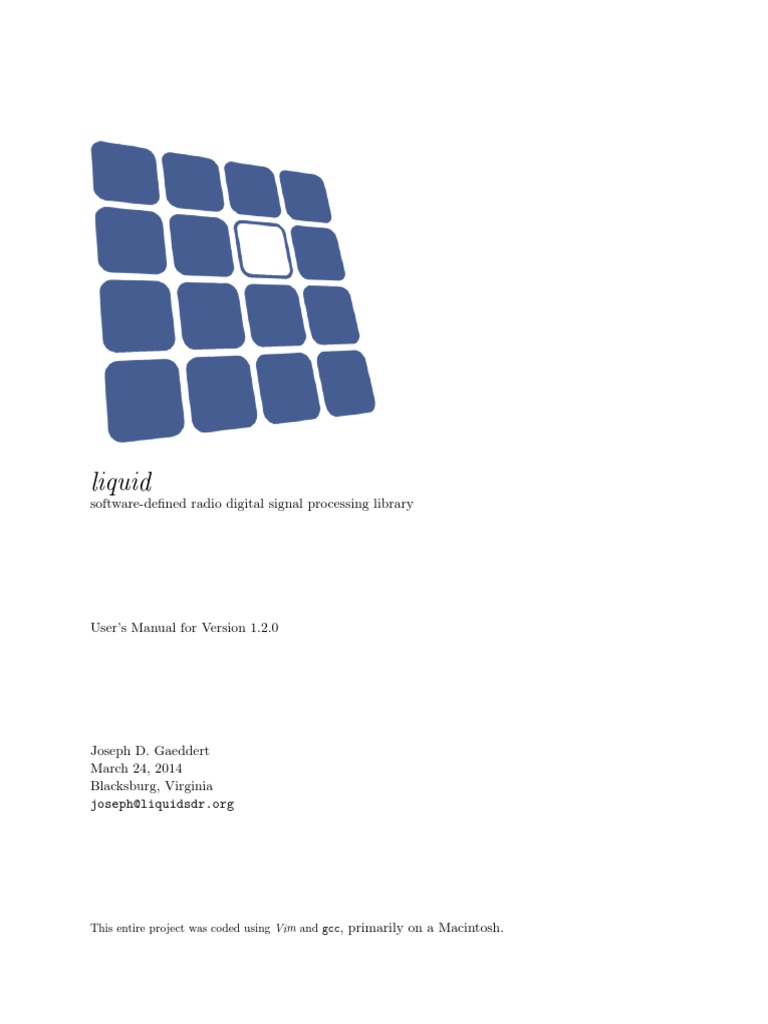 Liquid DSP Library User Manual | PDF | Matrix (Mathematics) | Algorithms