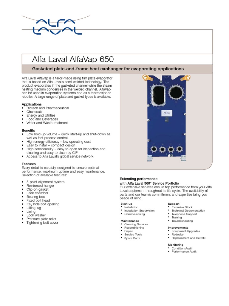 Alfa Laval AlfaVap 650 Overview | PDF | Chemistry | Mechanical Engineering