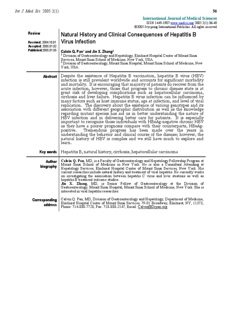 Natural History and Clinical Consequences of Hepatitis B Virus ...
