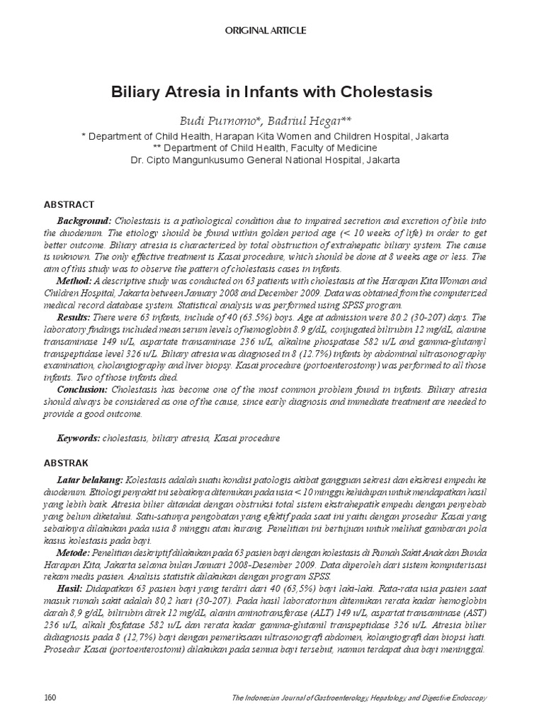 Biliary Atresia in Infants With Cholestasis Budi Purnomo, Badriul