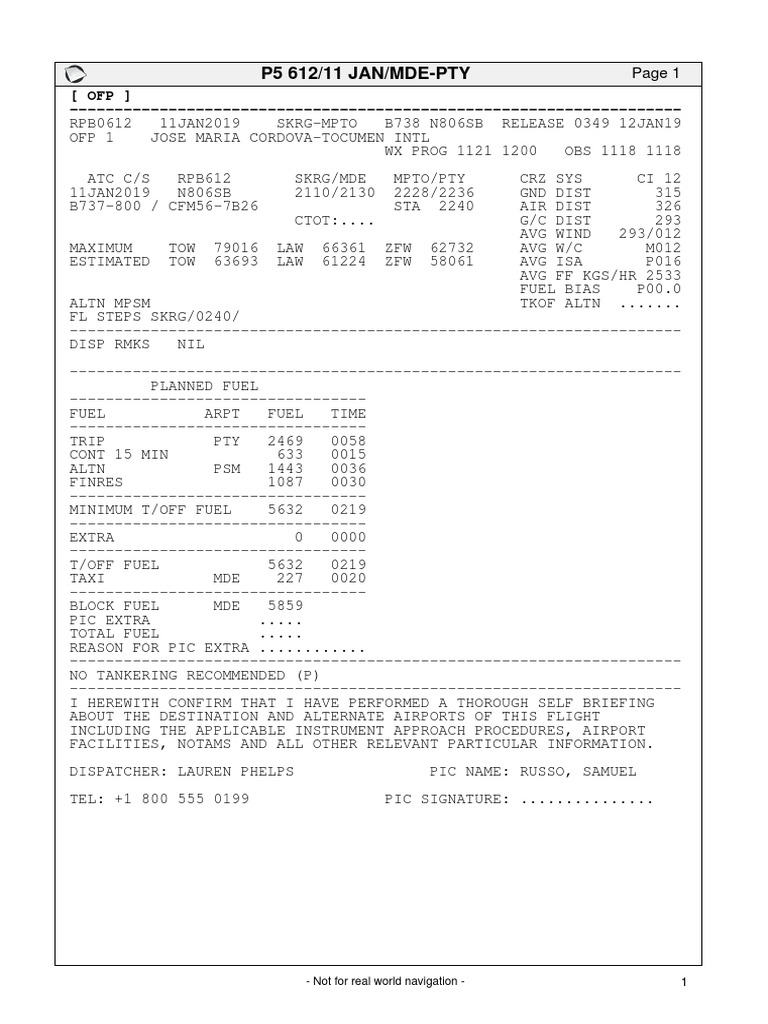 P5 612/11 JAN/MDE-PTY: - Not For Real World Navigation | PDF | Aviation ...
