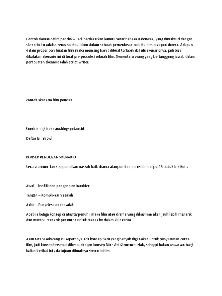 Contoh Script Film Pendek - Aneka Macam Contoh