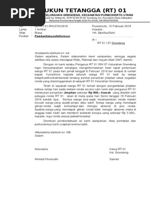 Surat Edaran Jimpitan Dan Surat Pemberitahuan Warga