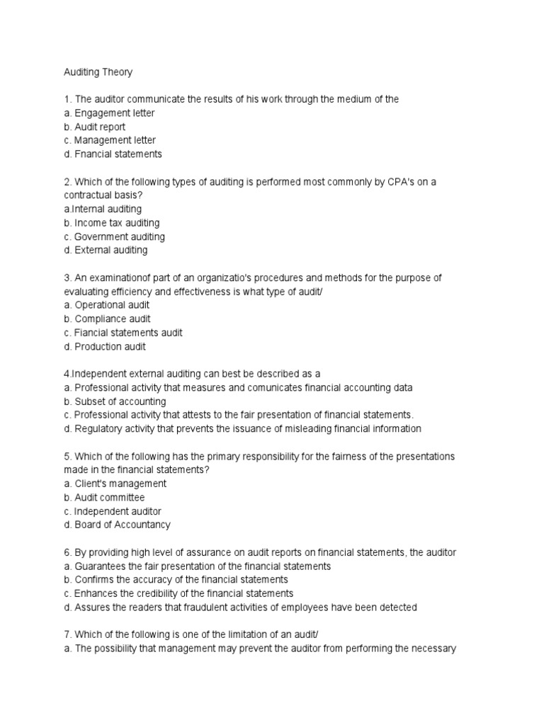 Key Concepts in Auditing Theory | PDF | Financial Audit | Audit
