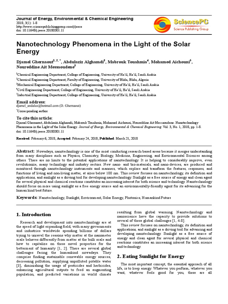Nanotechnology and Solar Energy Insights | PDF | Electromagnetic ...