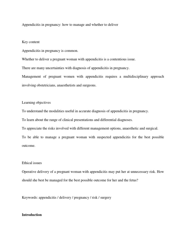 Appendicitis in Pregnancy | PDF | Pregnancy | Caesarean Section