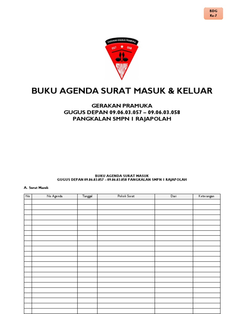 Buku Daftar Surat Keluar Masuk Kerajaan