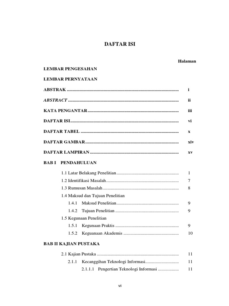 Contoh Daftar Isi Daftar Gambar Dan Daftar Tabel - Tempat Berbagi Gambar