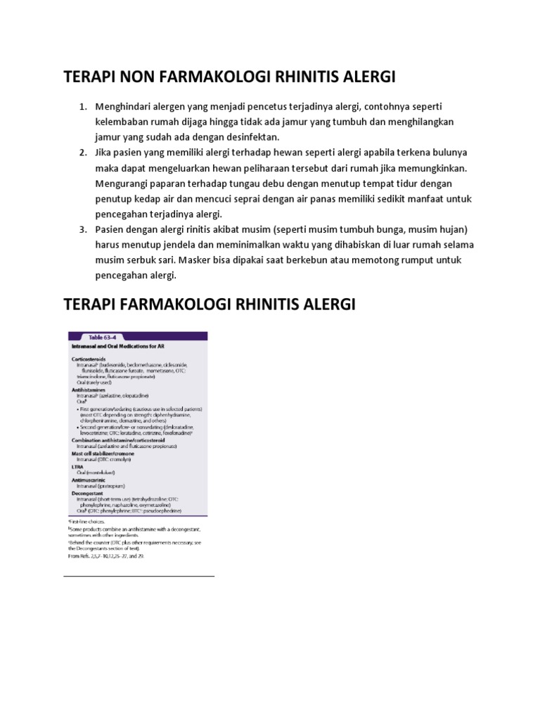 Terapi Non Farmakologi Dan Farmakologi Rhinitis Alergi | PDF