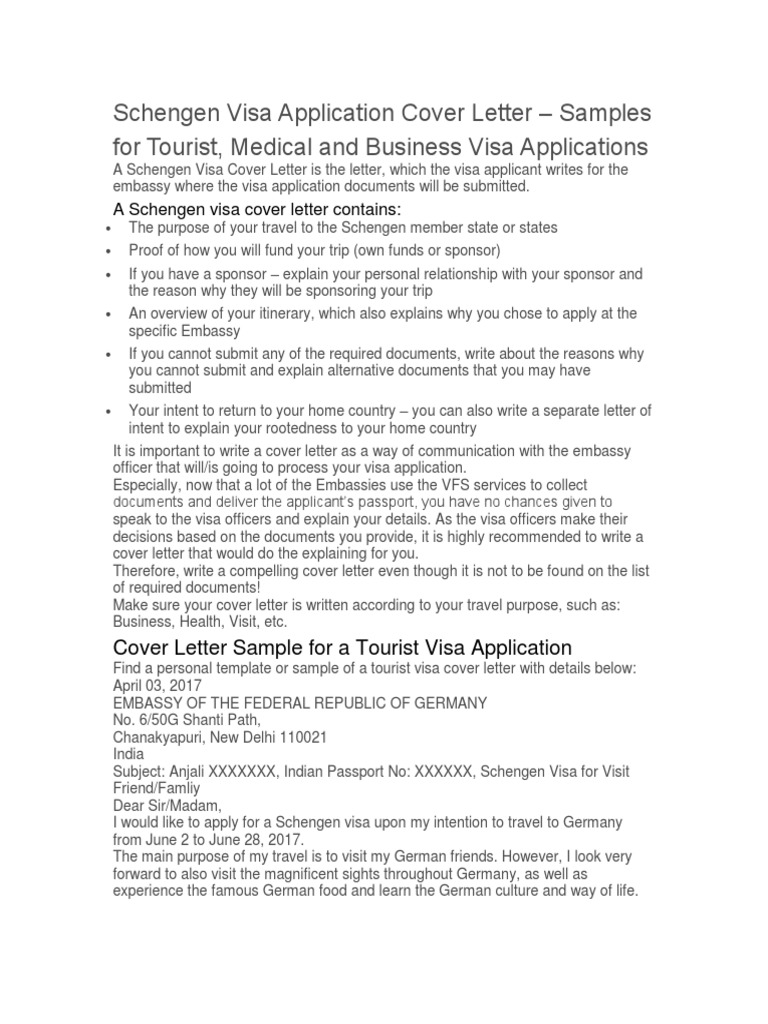 cover letter for tourist visa application schengen