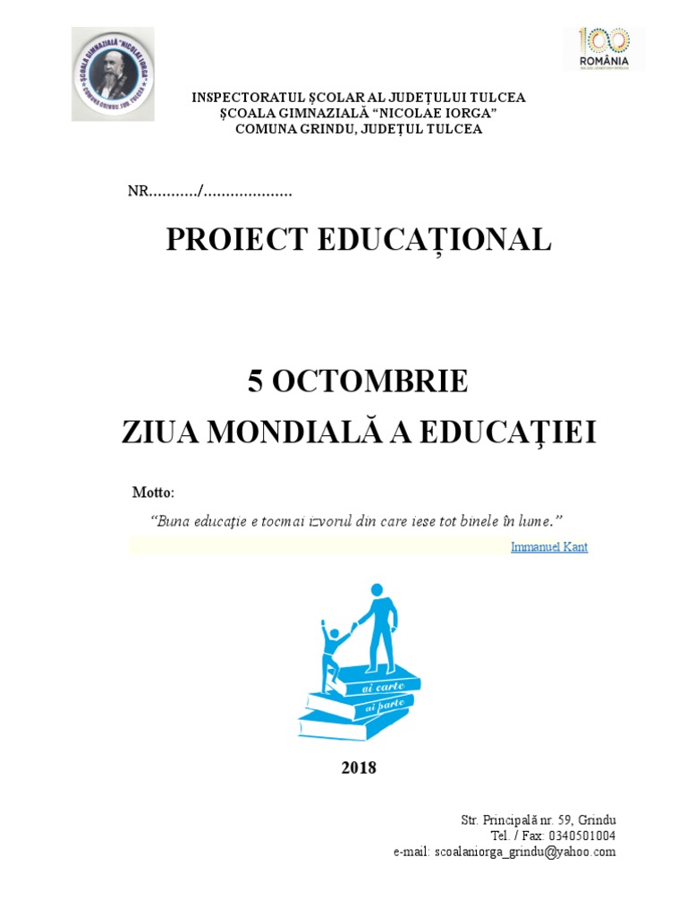 Proiect Educațional Ziua Educației 2018 | PDF