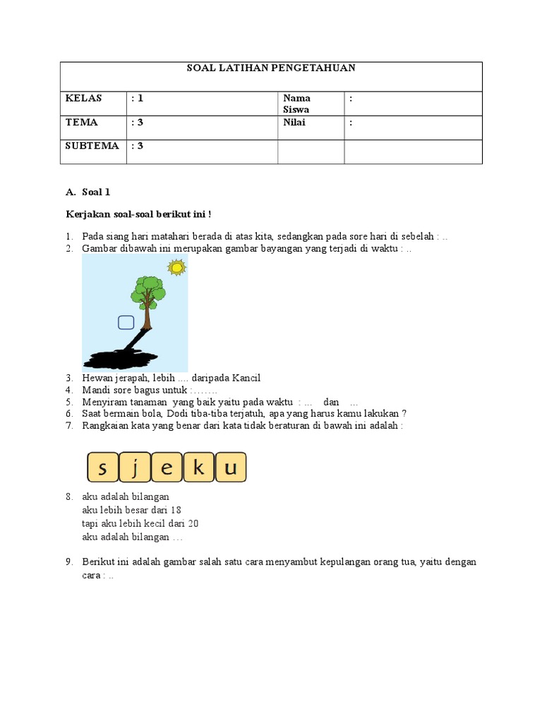 Soal Latihan Pengetahuan 3 3