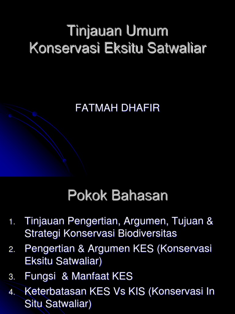 Konservasi Exsitu Dan Insitu Pdf
