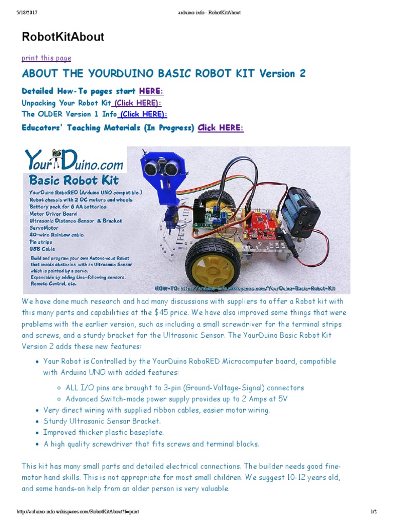 A Arduino-Info - RobotKitAbout | PDF | Servomechanism | Arduino