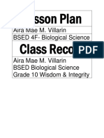 Lesson Plan Class Record: Aira Mae M. Villarin