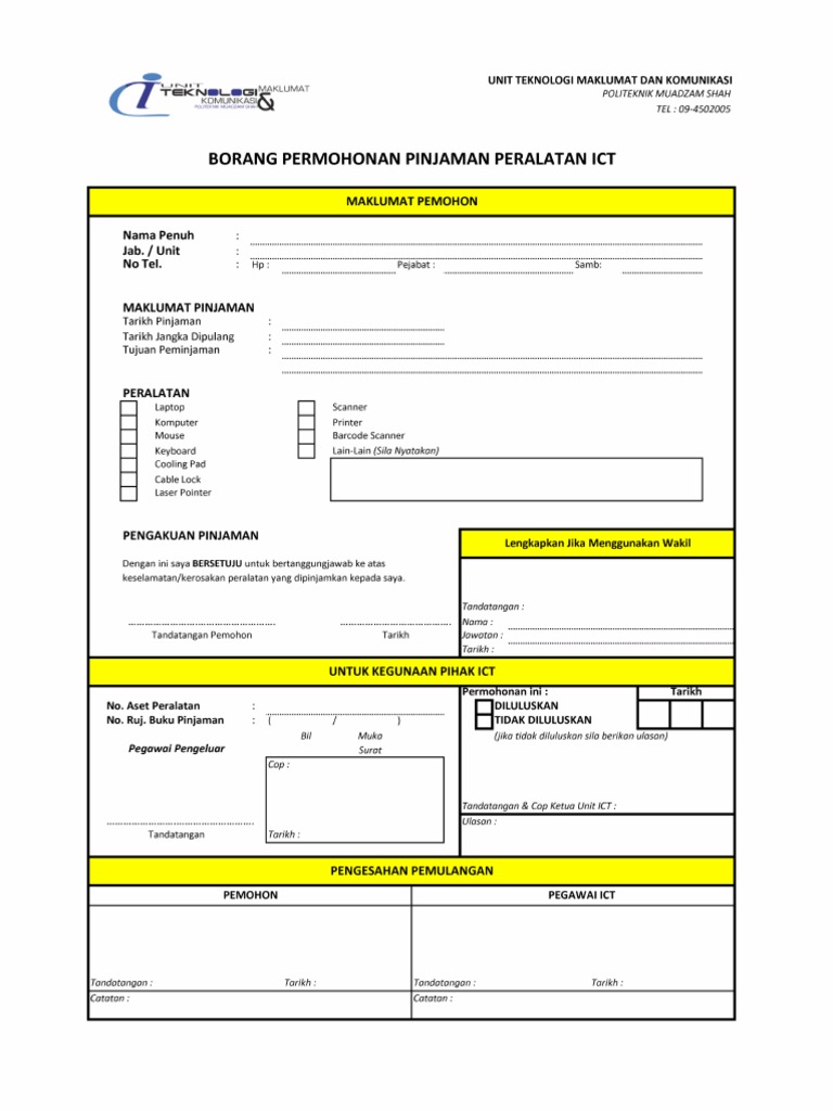Borang Pinjaman Peralatan ICT 2016  PDF