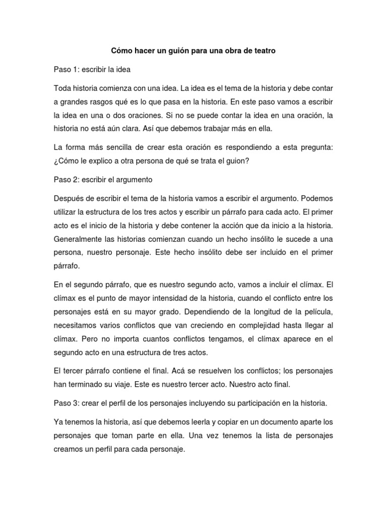 Cómo Hacer Un Guión Para Una Obra de Teatro Teatro