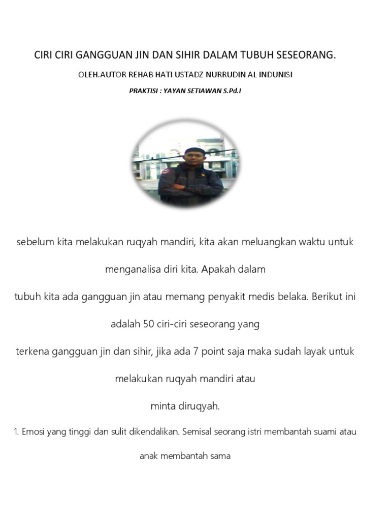 Ciri Ciri Gangguan Jin Dan Sihir Dalam Tubuh Seseorang Pdf