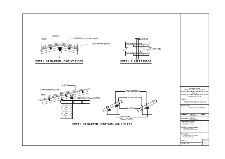 Rafter Joint and Ridge Detail Drawings | PDF