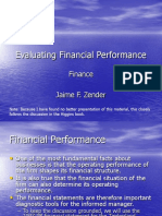 Evaluating Financial Performance: Finance Jaime F. Zender