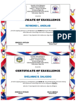 Sample Honor Certificate