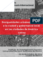 Convocatoria Ponencias Al Seminario 2019: Desigualdades Urbanas, Derecho A La Ciudad y Gobernanza Local en Las Ciudades de América Latina
