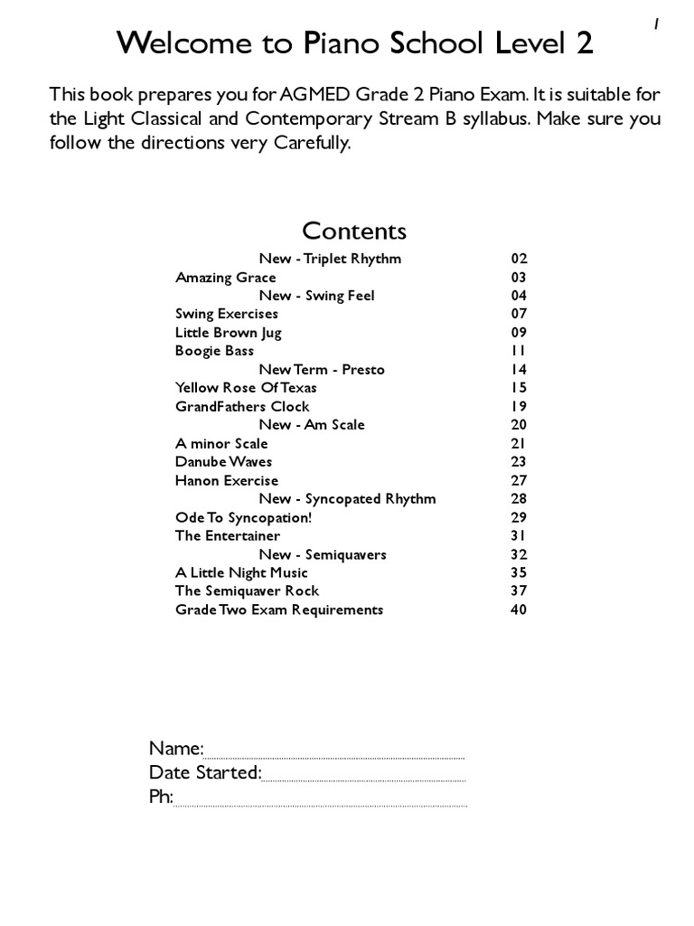 Piano School Level 2 Edited 2013 PDF | PDF | Scale (Music) | Minor Scale