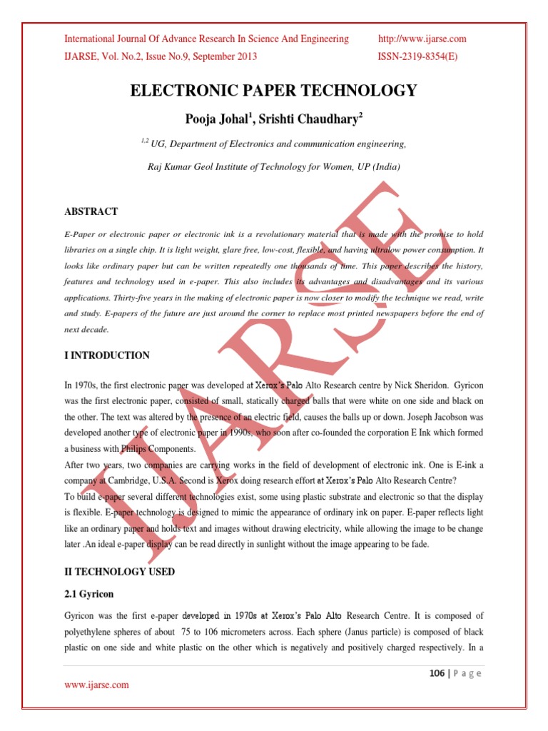 Electronic Paper Technology | PDF | Materials | Electromagnetism