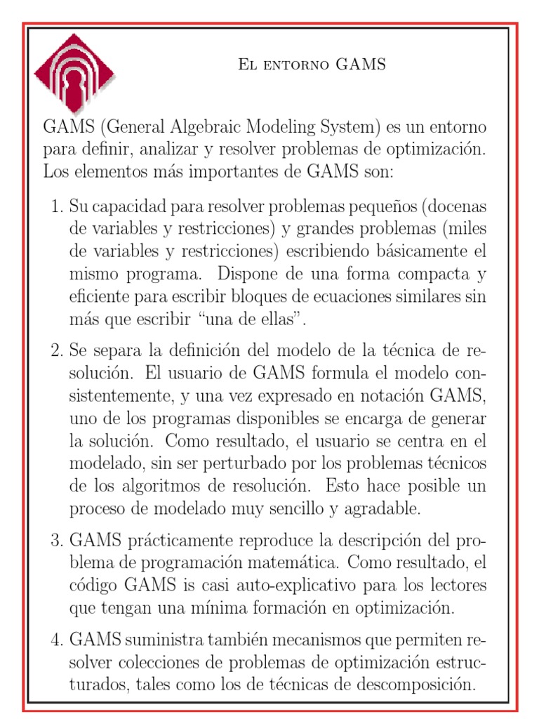Introducción a GAMS y su uso | PDF | Conjunto (Matemáticas ...