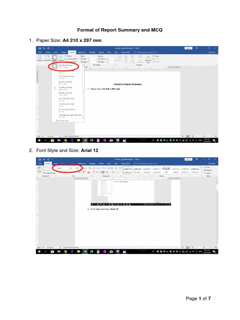 Report Summary and MCQ Formatting Guide | PDF