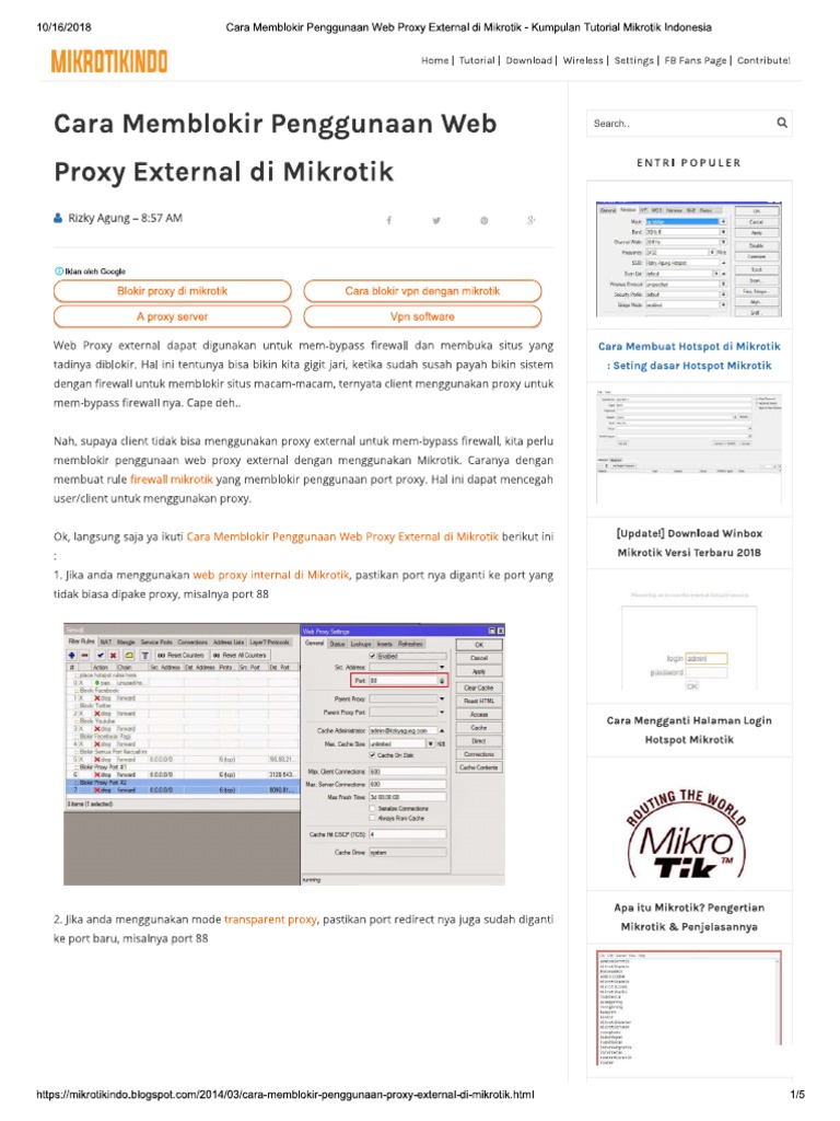Cara Memblokir Penggunaan Web Proxy Ext... - Kumpulan Tutorial Mikrotik ...
