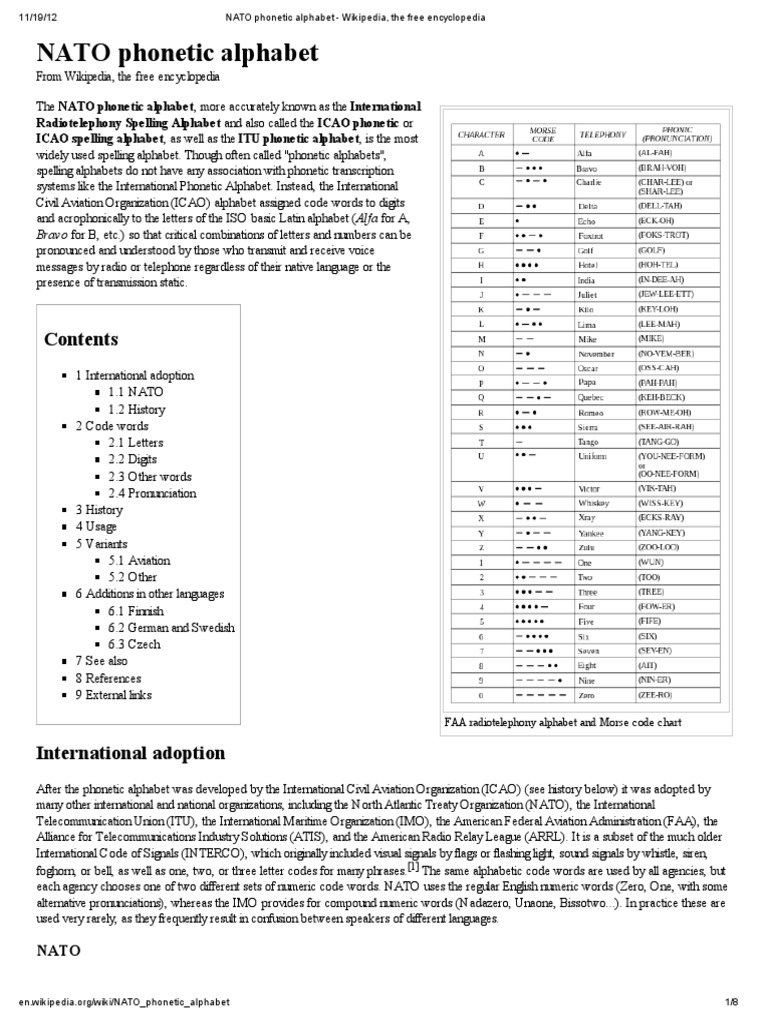 NATO Phonetic Alphabet | PDF | Character Encoding | Oral Communication