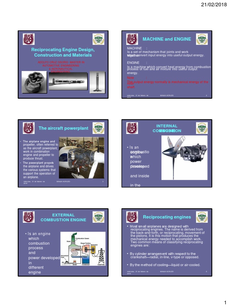 Reciprocating Engine Overview and Design | PDF | Piston | Cylinder (Engine)