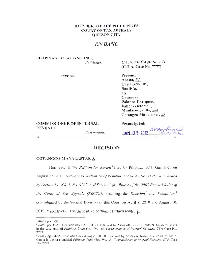 14 Pilipinas Total Gas Vs Cir Receipt Tax Refund