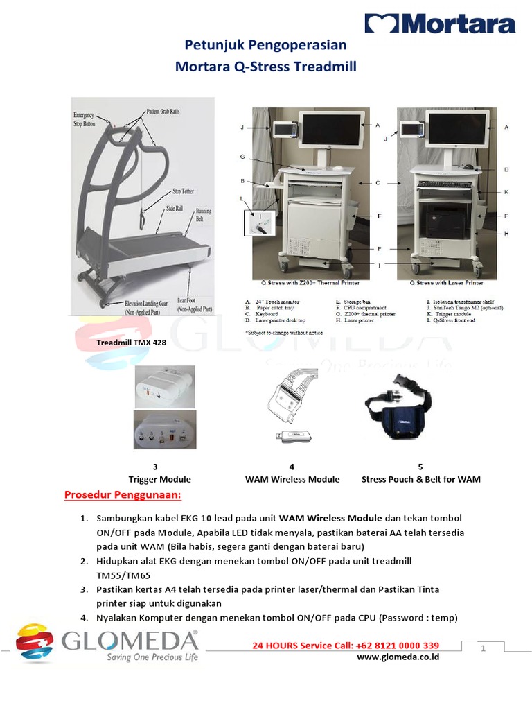 Petunjuk pengoperasian Mortara QStress Treadmill PDF