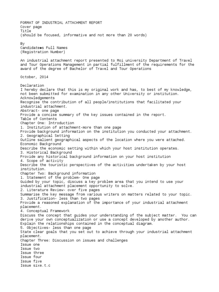 Format of Industrial Attachment Report | PDF | Abstract (Summary) | Concept