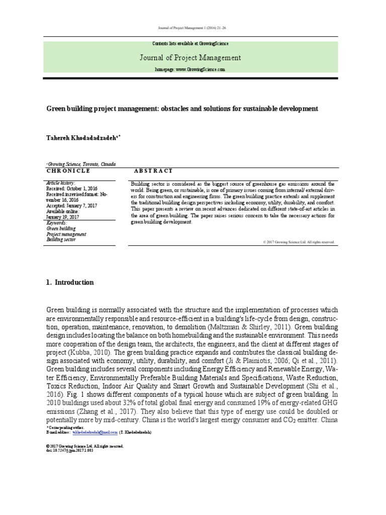 Green Building Project Management Obstacles and So | PDF | Green ...