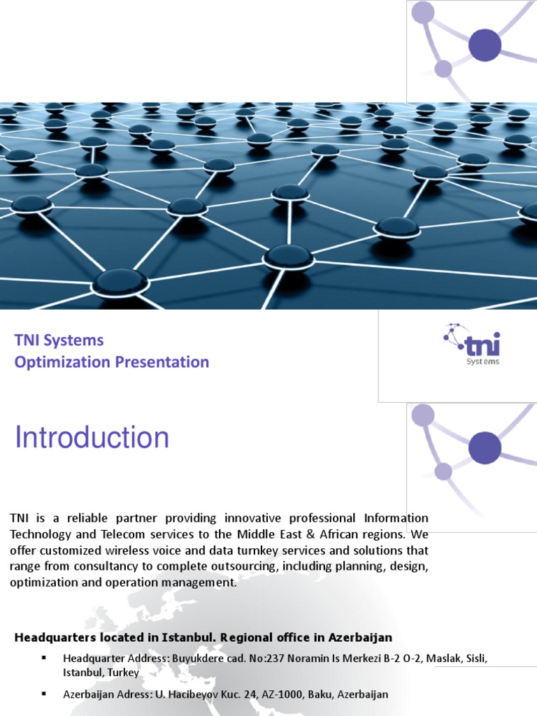 TNI Network Optimization Services Overview | PDF | Gsm | 3 G