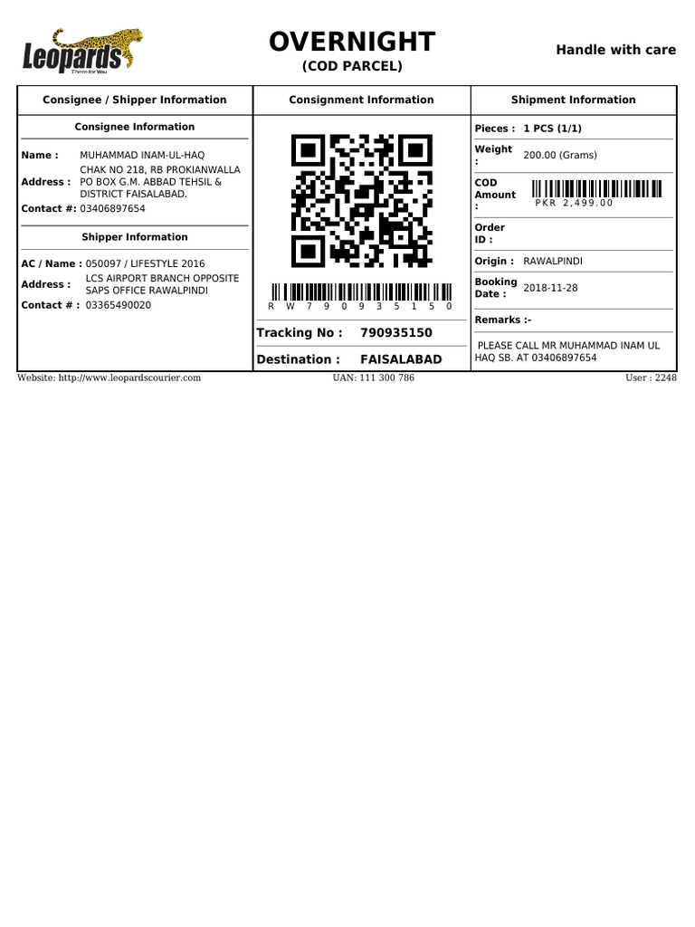 Overnight: (Cod Parcel) Handle With Care | PDF