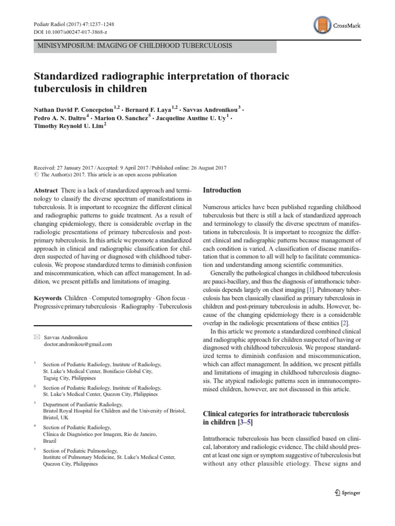 Standardized Imaging for Childhood TB | PDF | Tuberculosis | Diseases ...