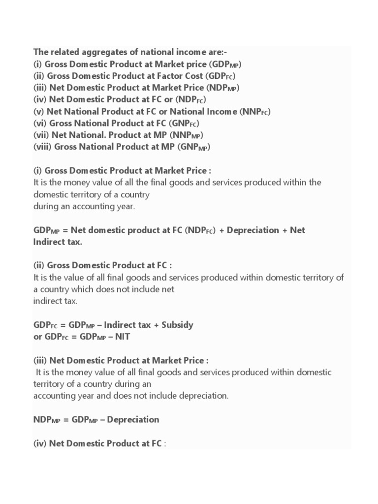 National Income Aggregates Explained | PDF | Measures Of National ...