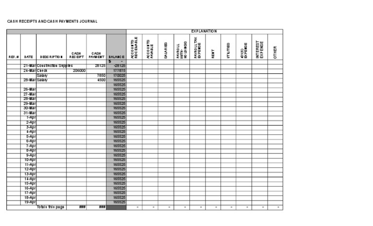 cash receipts journal template excel receipt public finance