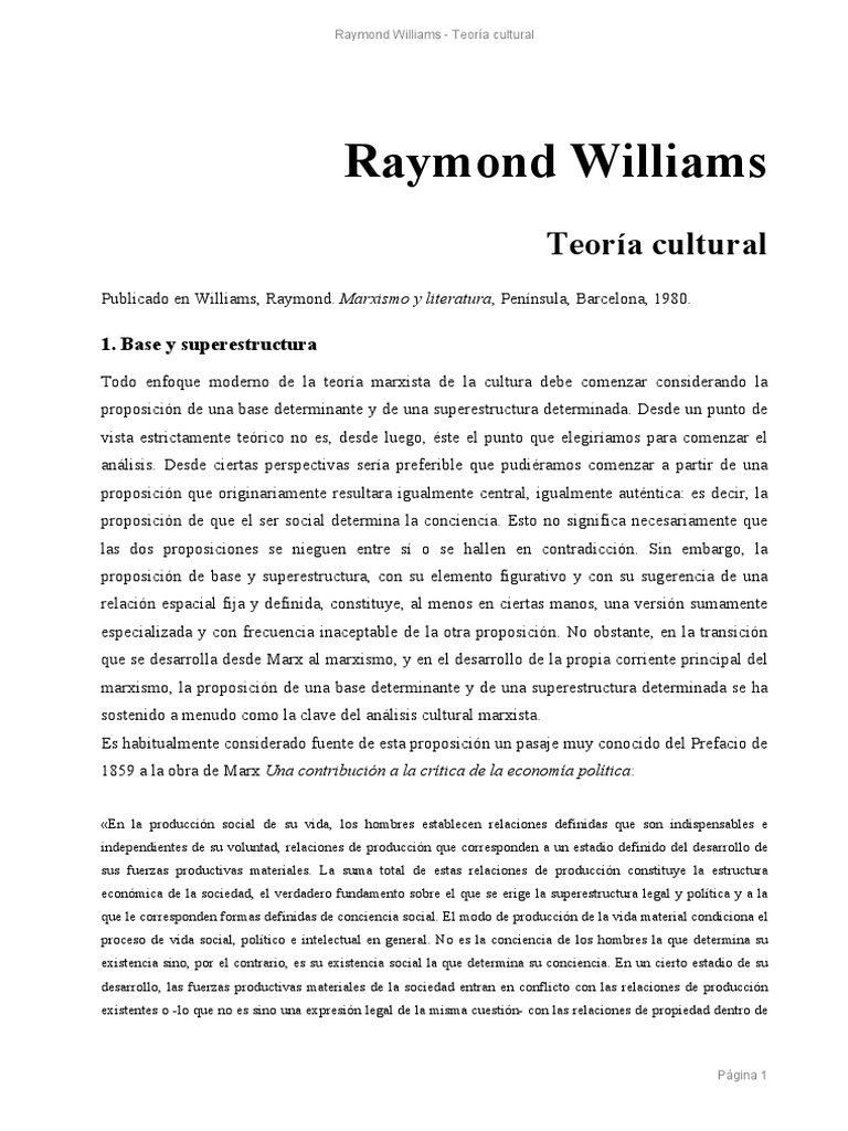Raymond Williams-Teoria Cultural PDF | PDF