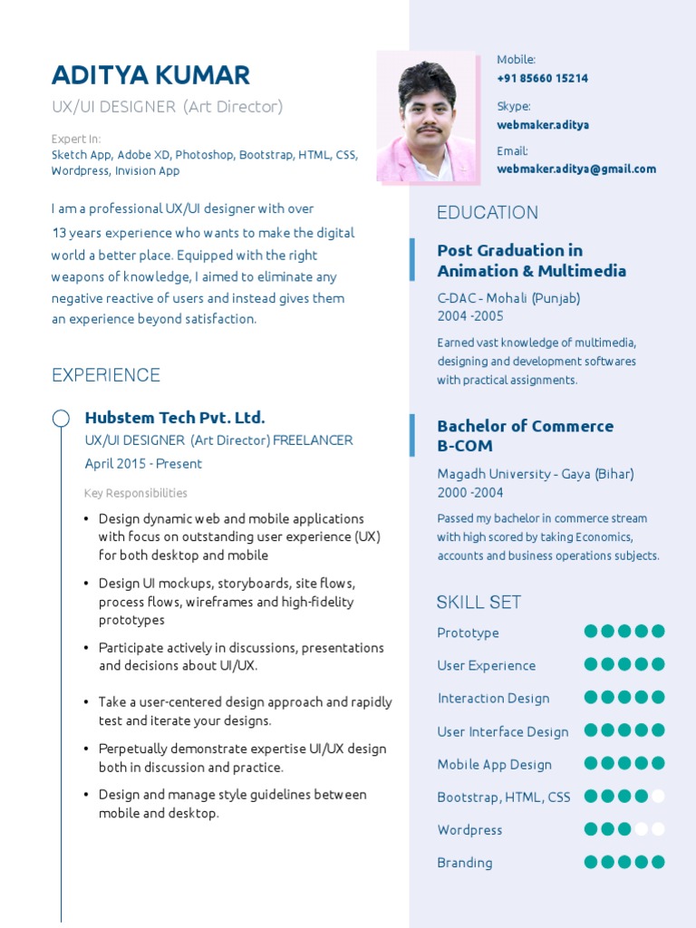UX Design CV | PDF | User Interface | Mobile App